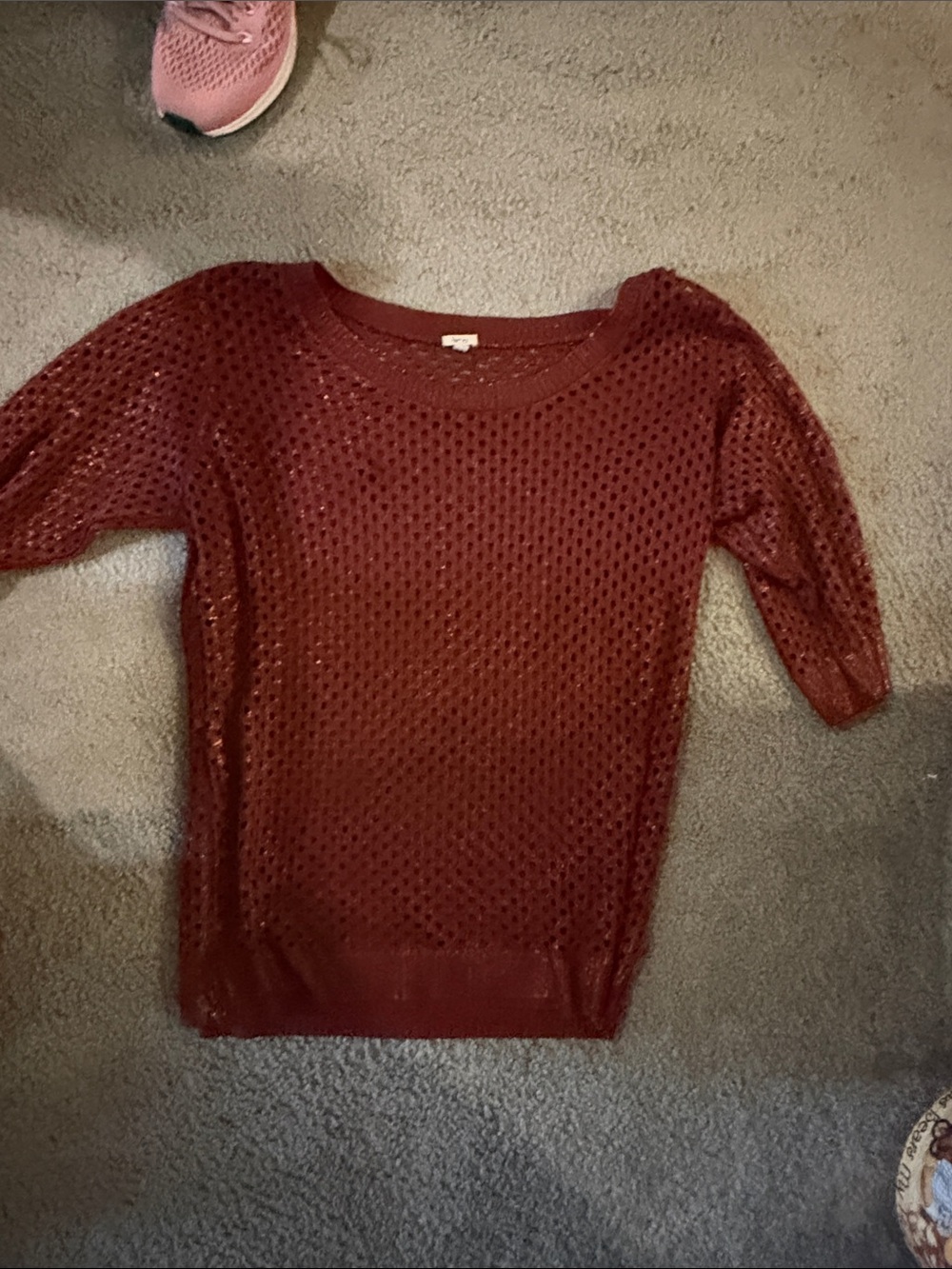 Reba Open-Knit Scoop Neck Sweater/ skirt set in Burgundy